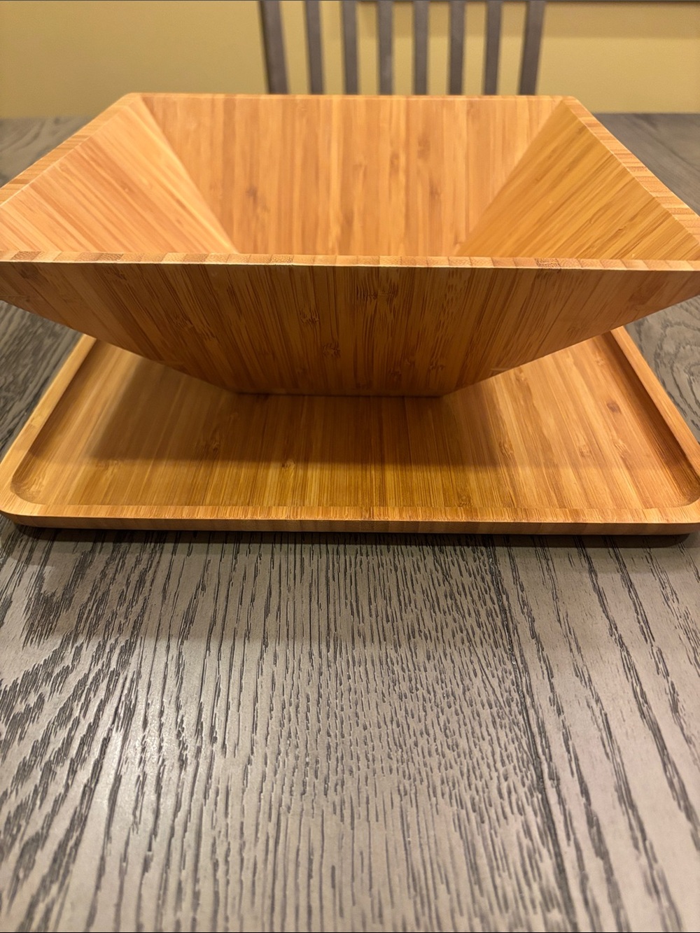 Bamboo Square Serving Bowl with Tray
